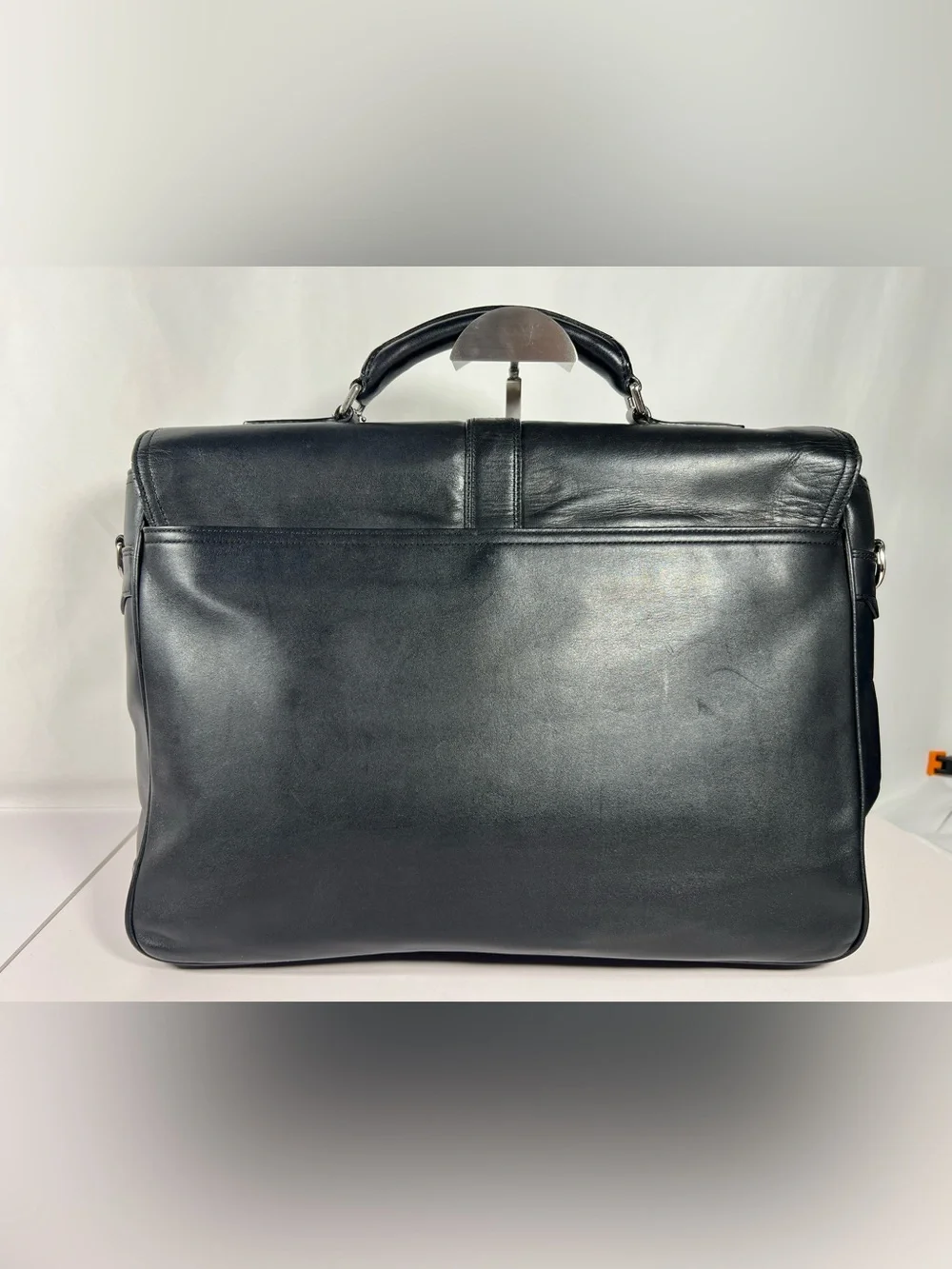 4078: Vintage Coach Black Leather Briefcase Messenger Bag 70304